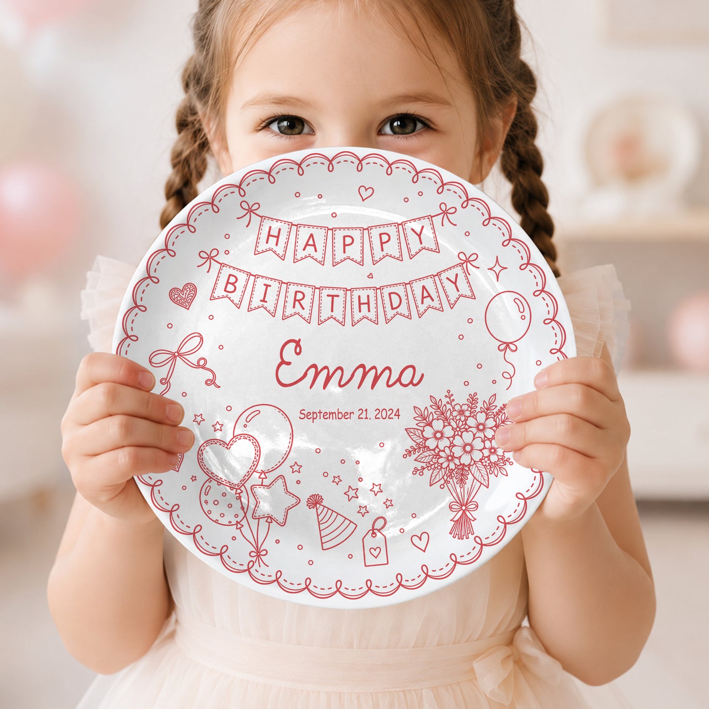 Birthday Banner and Balloons Personalized Birthday Plate P41012O0
