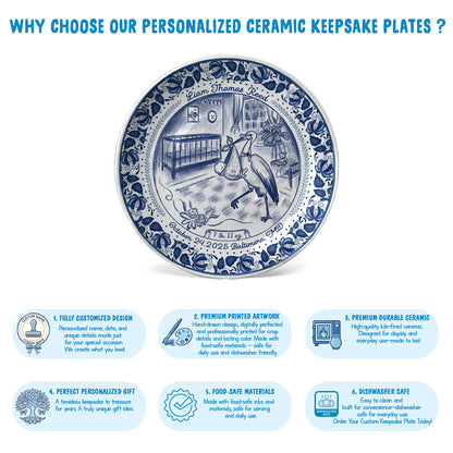 Blue Stork Nursery Personalized Birthday Plate P518MIY0
