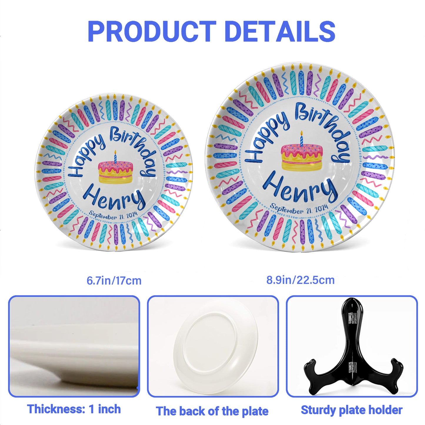 Colorful Birthday Candles Keepsake Personalized Birthday Plate P716Z5U0