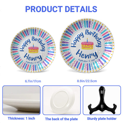Colorful Birthday Candles Keepsake Personalized Birthday Plate P716Z5U0