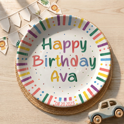 Hip Hip Hooray Personalized Birthday Plate P526XWT0