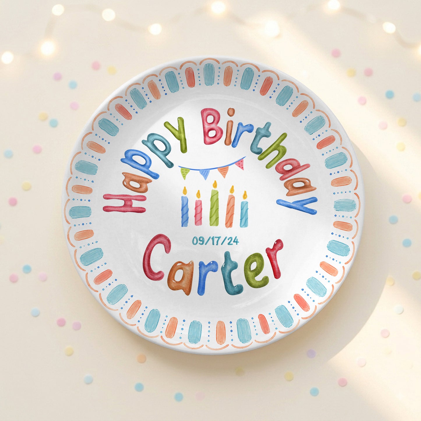 Custom Name Date Kids Birthday Keepsake Boy Gift Personalized Birthday Plate P818VEG0