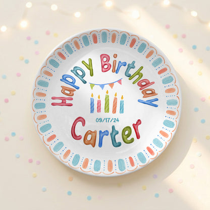 Custom Name Date Kids Birthday Keepsake Boy Gift Personalized Birthday Plate P818VEG0