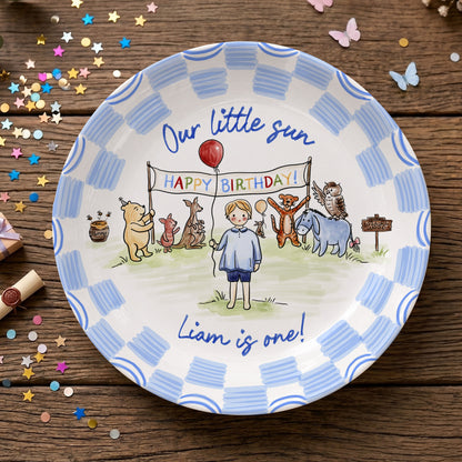 Woodland Animal Birthday Keepsake Personalized Birthday Plate P713B6G0