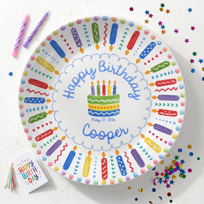 Colorful Birthday Candles Keepsake Personalized Birthday Plate P785ZC0