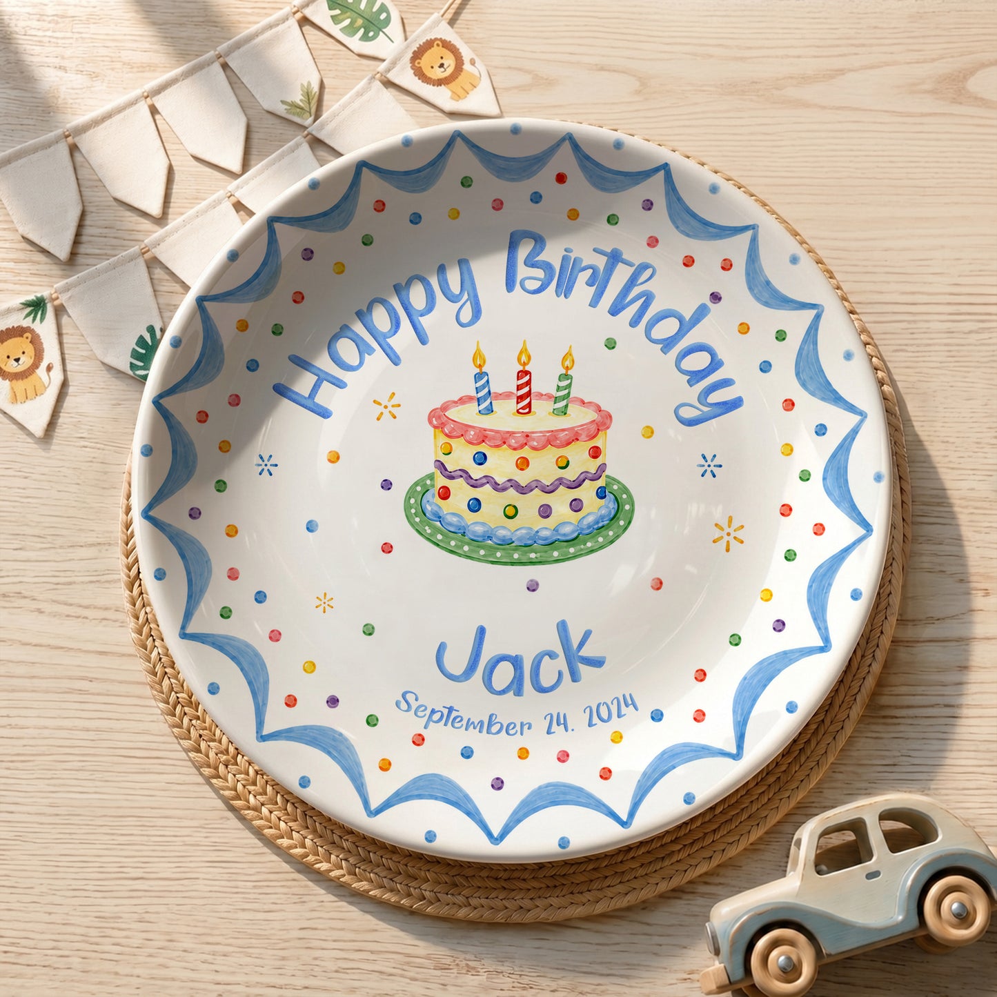 Blue Scallop Cake Personalized Birthday Plate P611FTC0