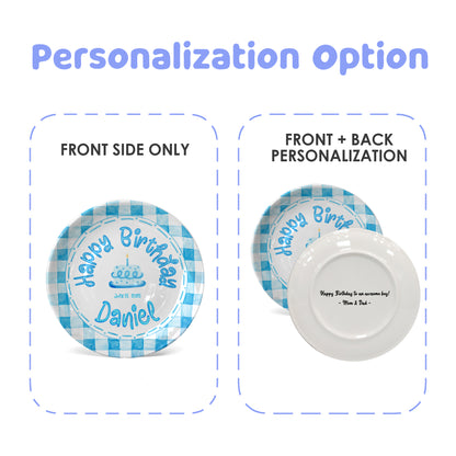 Classic Blue Gingham Personalized Birthday Plate P314ZPP0