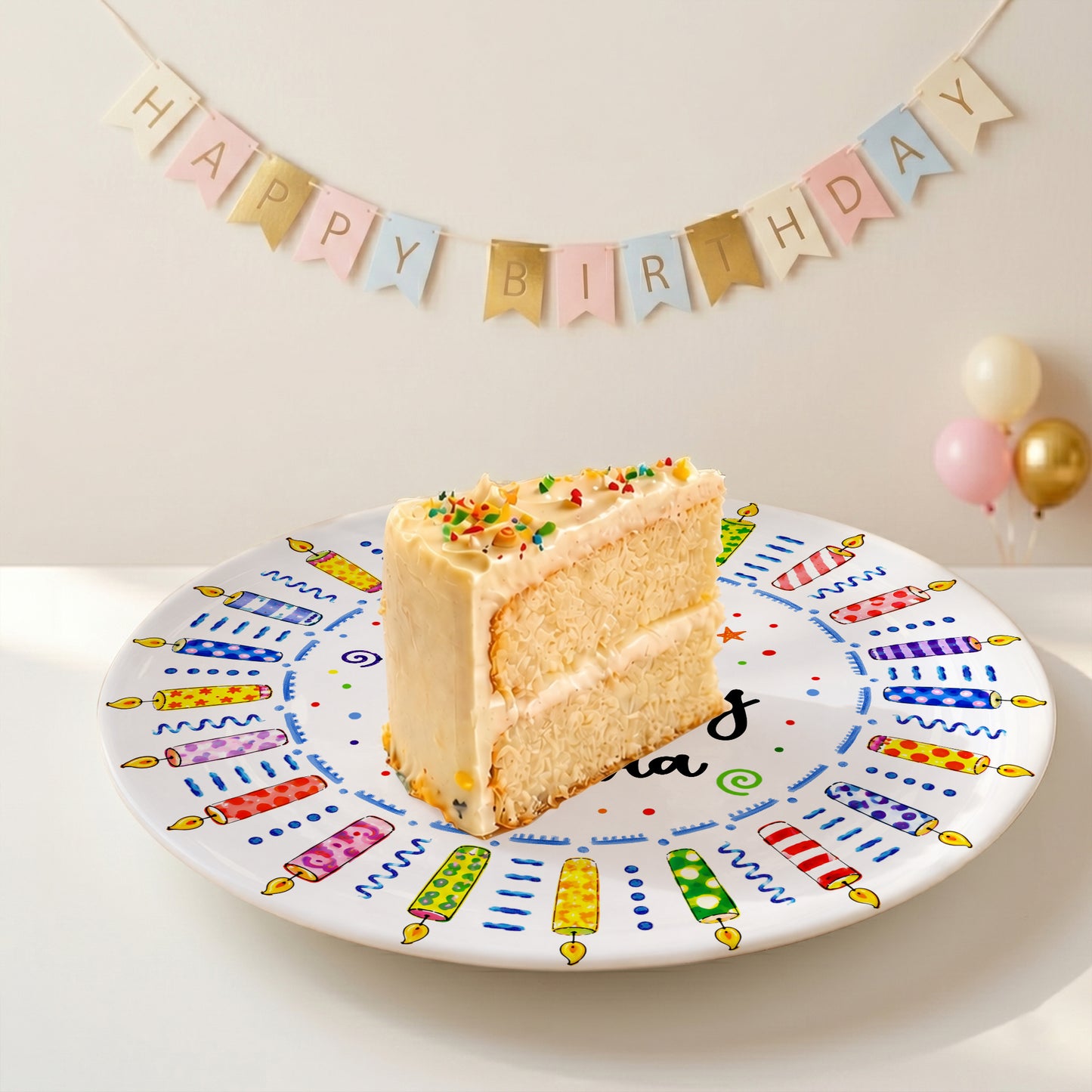 Colorful Birthday Candles Personalized Birthday Plate for Kids P619TMD0