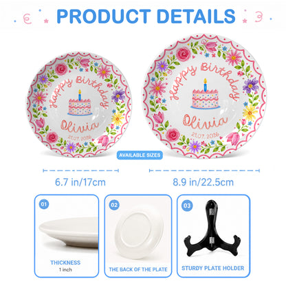 Wildflower Birthday Keepsake Personalized Birthday Plate P718MC30