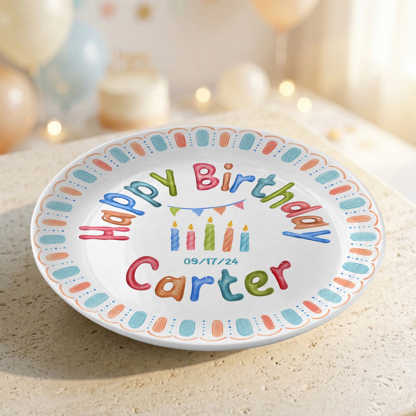 Custom Name Date Kids Birthday Keepsake Boy Gift Personalized Birthday Plate P818VEG0