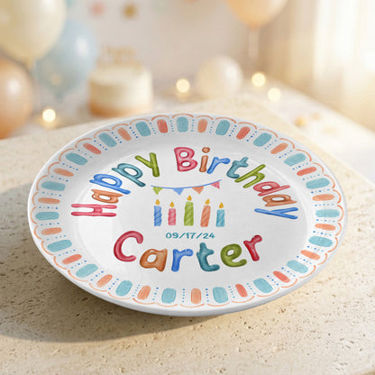 Custom Name Date Kids Birthday Keepsake Boy Gift Personalized Birthday Plate P818VEG0