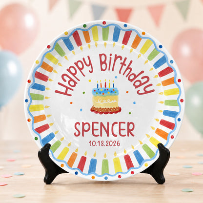Kids Cake Keepsake Custom Name Ceramic Personalized Birthday Plate P826FVK0