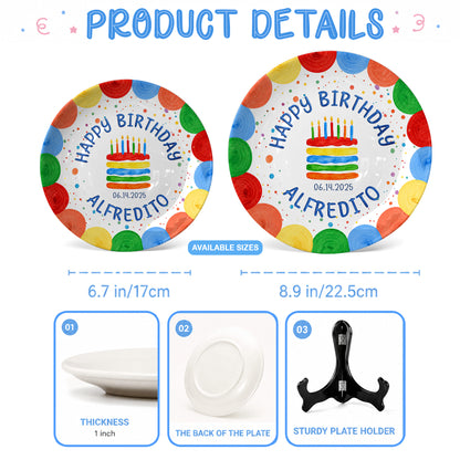First Birthday Cake Keepsake Custom Name Ceramic Personalized Birthday Plate P829WLE0