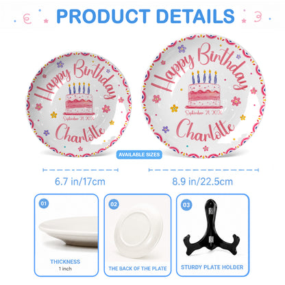 Floral Cake Custom Name Kids Keepsake Gift Personalized Birthday Plate P814OTD0