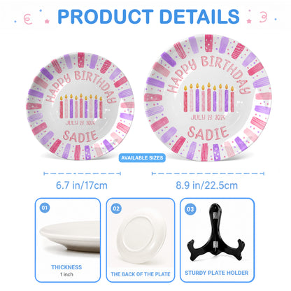 Pink Candle Keepsake Personalized Birthday Plate for Kids Celebration Gift Tradition P810XNA0