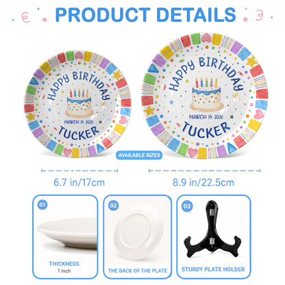 Colorful Birthday Cake Personalized Birthday Plate, Birthday Party Keepsake Gift P722I1O0