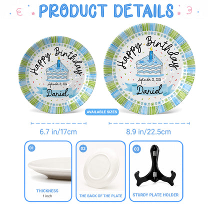 Cupcake First Birthday Keepsake Custom Name Ceramic Personalized Birthday Plate P829GRV0