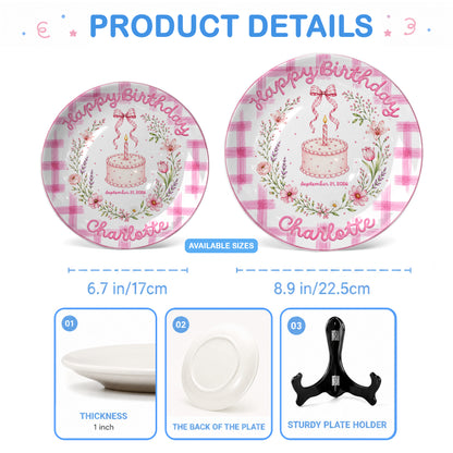 Vintage Floral Baby Girl First Birthday Keepsake Personalized Birthday Plate P86VN60