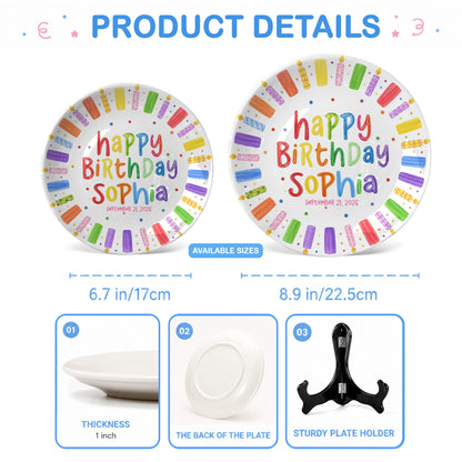 Colorful Candle Happy Birthday Keepsake Custom Kids Personalized Birthday Plate P81505O0