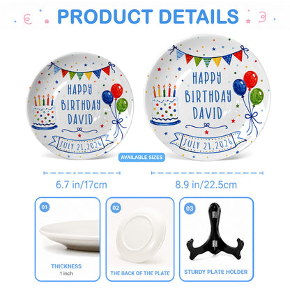 Colorful Balloon Celebration Personalized Birthday Plate for Boys and Girls P8117M70
