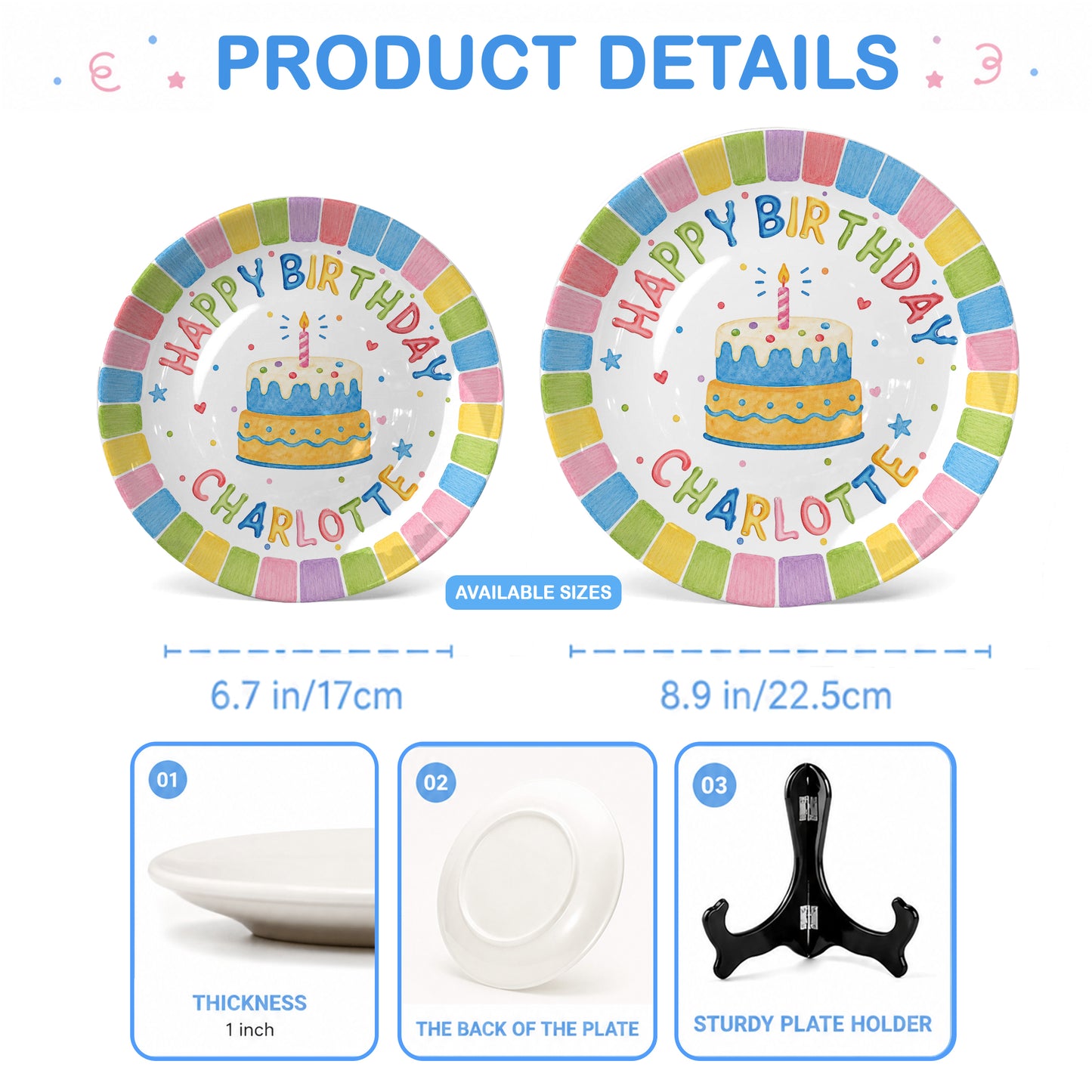 Pastel Rainbow Birthday Personalized Birthday Plate P723FGH0
