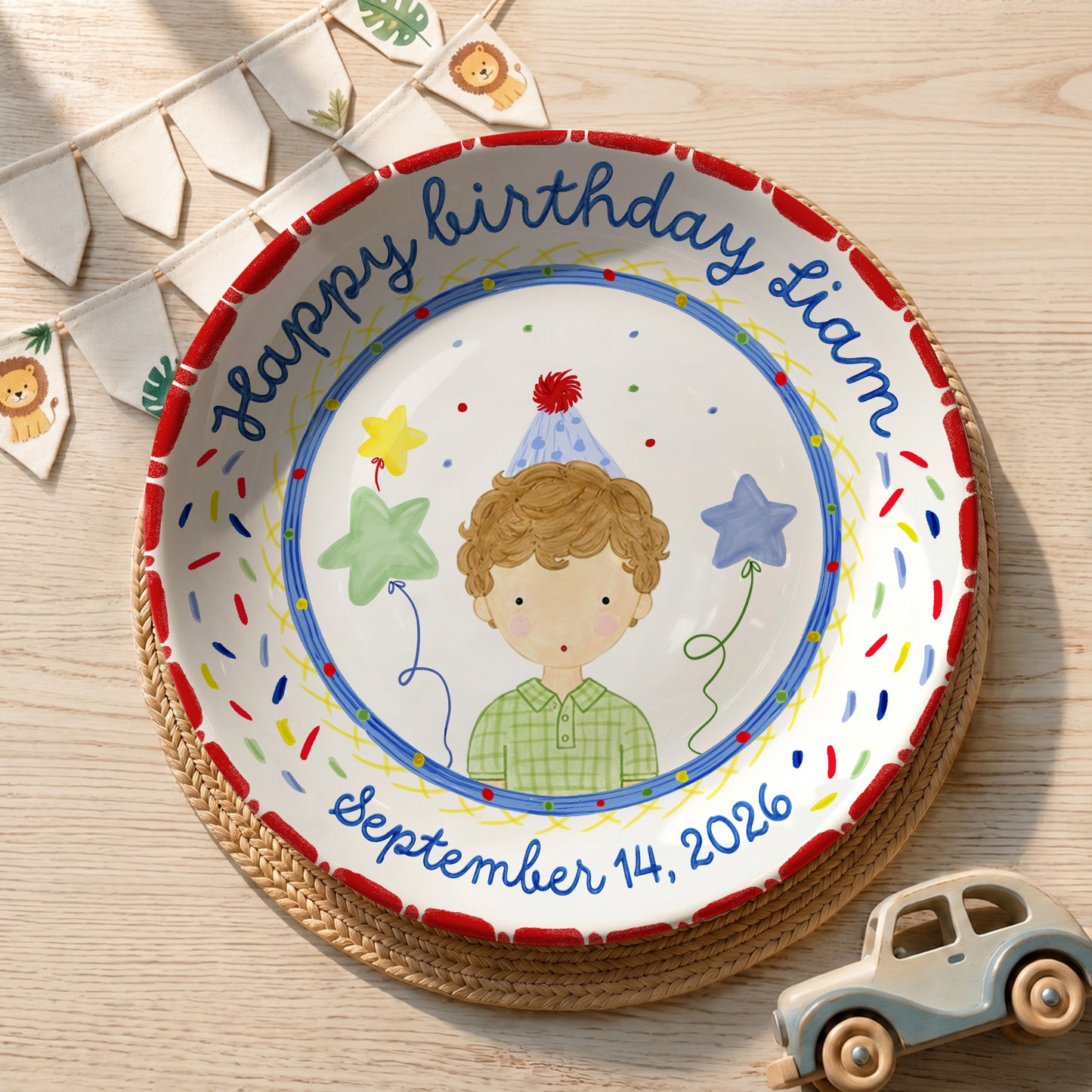 Party Boy Portrait Personalized Birthday Plate P611H1D0