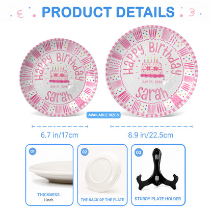 Pink Cake Celebration Keepsake Personalized Birthday Plate for Kids P878FC0