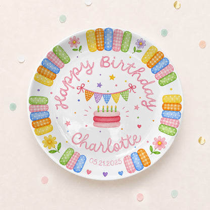 Rainbow Candy with Cake Personalized Birthday Plate P664QE0