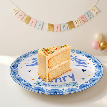 Blue Cake Celebration Personalized Birthday Plate for Kids P620NVN0