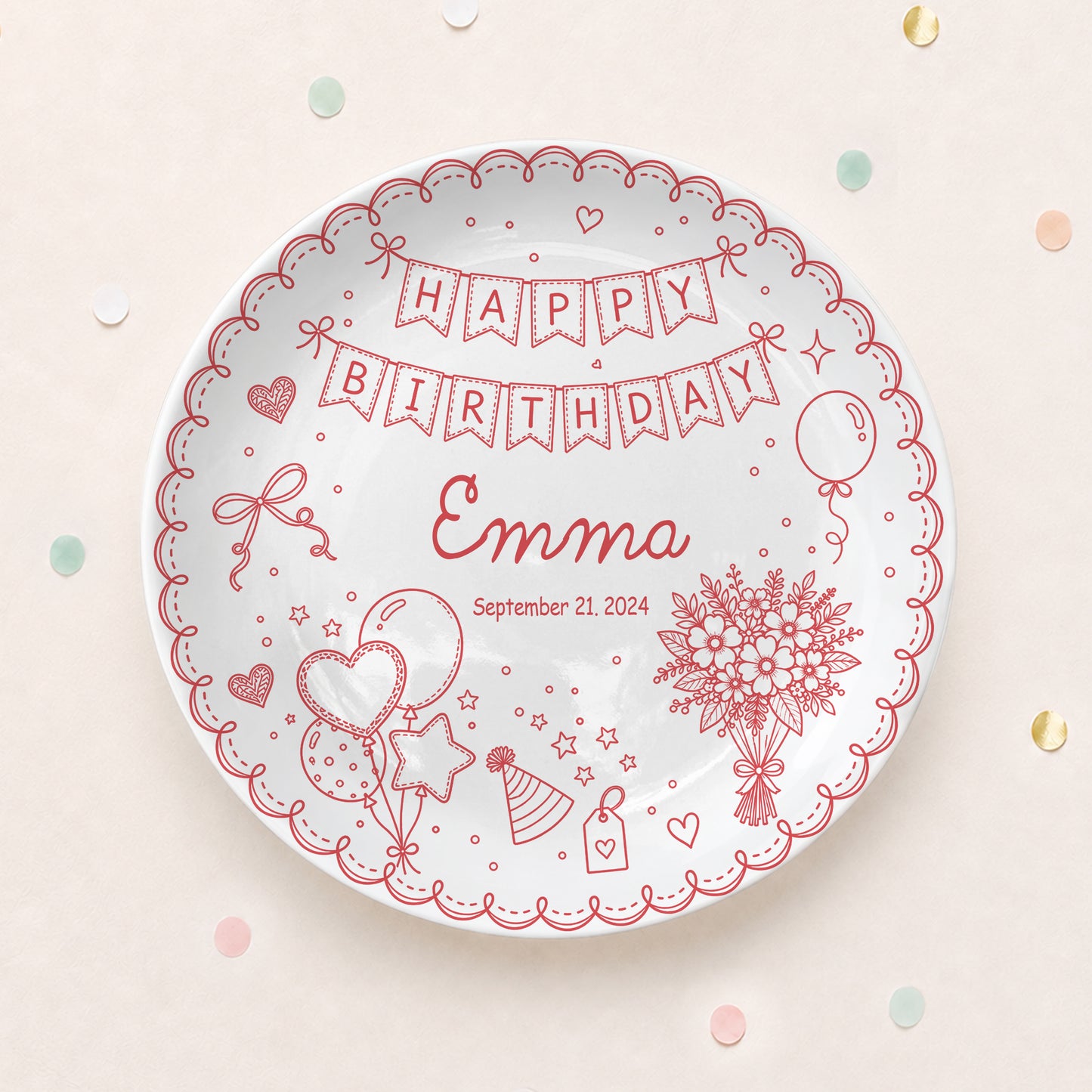Birthday Banner and Balloons Personalized Birthday Plate P41012O0