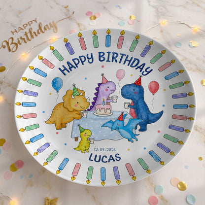 Cute Dinosaur Birthday Keepsake Personalized Birthday Plate P710HGO0
