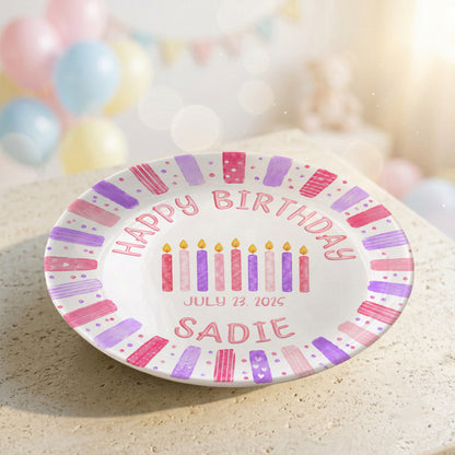 Pink Candle Keepsake Personalized Birthday Plate for Kids Celebration Gift Tradition P810XNA0