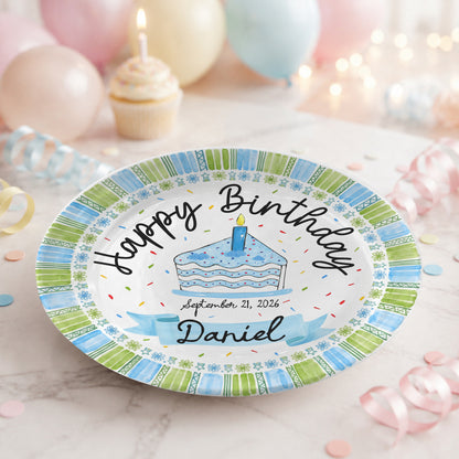 Cupcake First Birthday Keepsake Custom Name Ceramic Personalized Birthday Plate P829GRV0