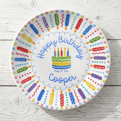 Colorful Birthday Candles Keepsake Personalized Birthday Plate P785ZC0