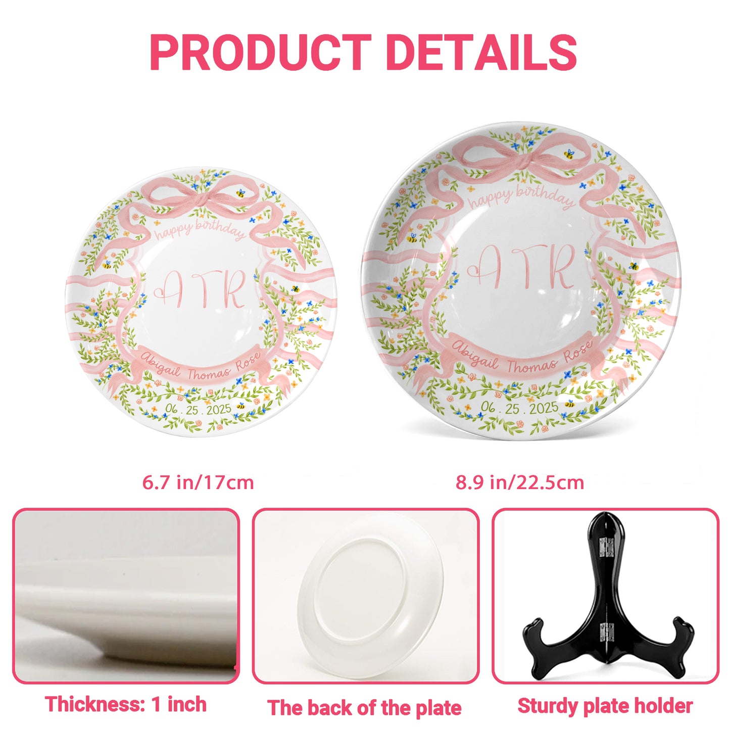 Floral Monogram Personalized Birthday Plate P5293SS0