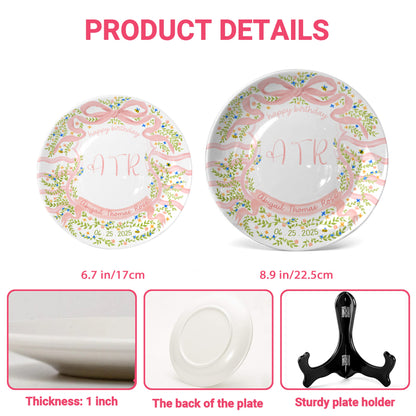 Floral Monogram Personalized Birthday Plate P5293SS0