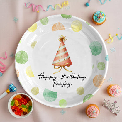 Party Hat Personalized Birthday Plate D923NSC0