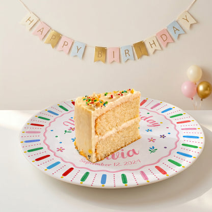 Colorful Birthday Cake Keepsake Personalized Birthday Plate for Kids D6250W50
