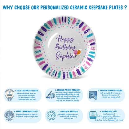 Colorful Birthday Candles Keepsake Personalized Birthday Plate D72BBO0