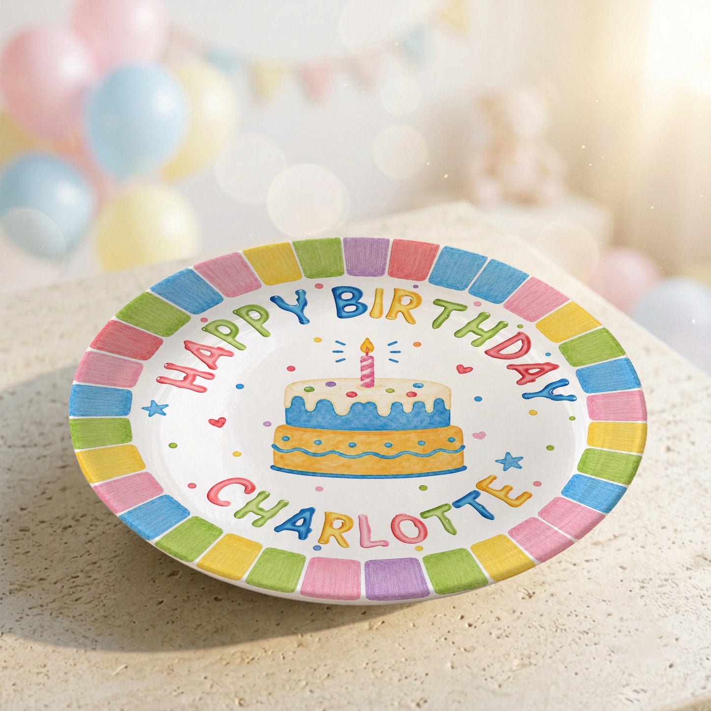 Pastel Rainbow Birthday Personalized Birthday Plate P723FGH0