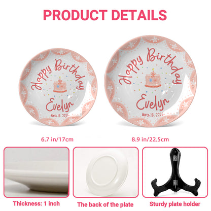 Pink Scallop Daisy Personalized Birthday Plate P428LES0