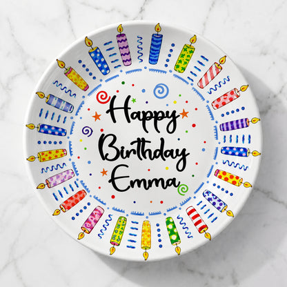 Colorful Birthday Candles Personalized Birthday Plate for Kids P619TMD0