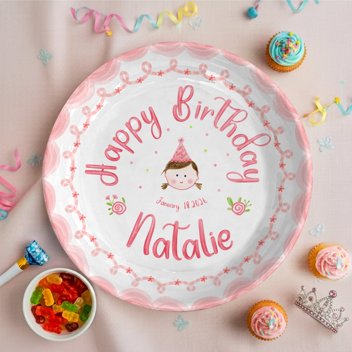 Birthday Girl Portrait Personalized Birthday Plate P296XU0