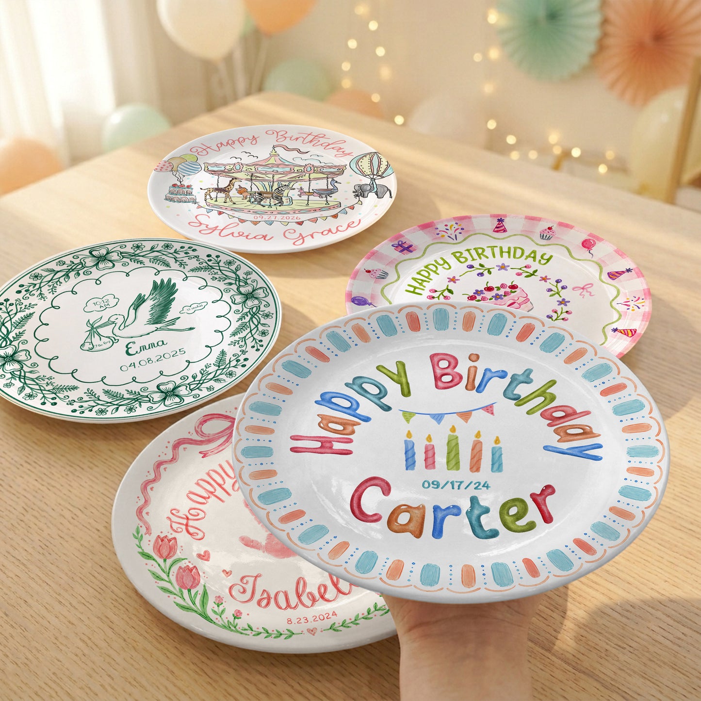 Custom Name Date Kids Birthday Keepsake Boy Gift Personalized Birthday Plate P818VEG0