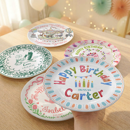 Custom Name Date Kids Birthday Keepsake Boy Gift Personalized Birthday Plate P818VEG0