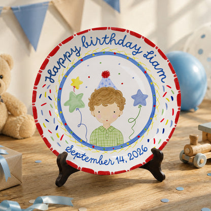 Party Boy Portrait Personalized Birthday Plate P611H1D0