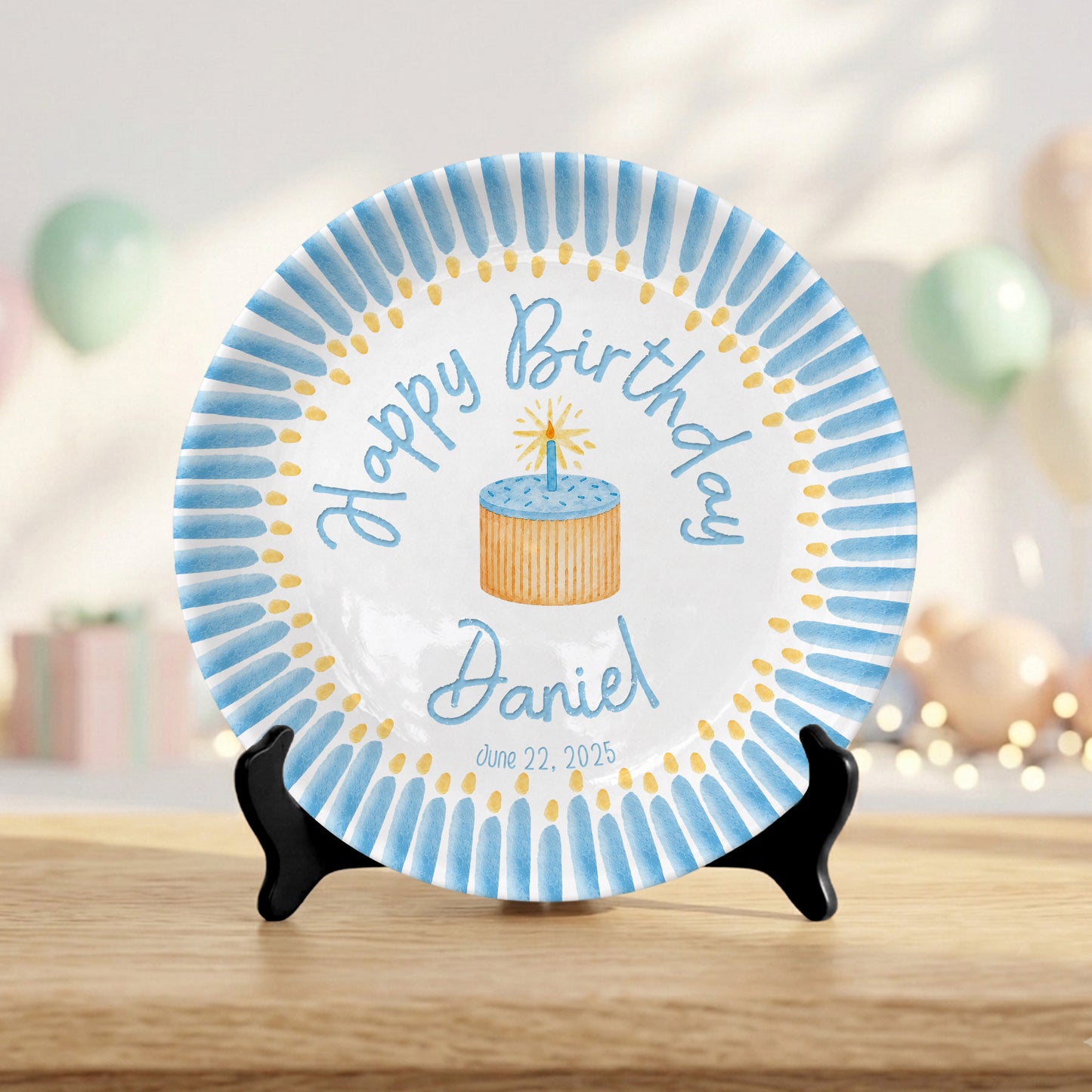 Custom Ceramic Kids First Birthday Keepsake Gift Personalized Birthday Plate P824VE90