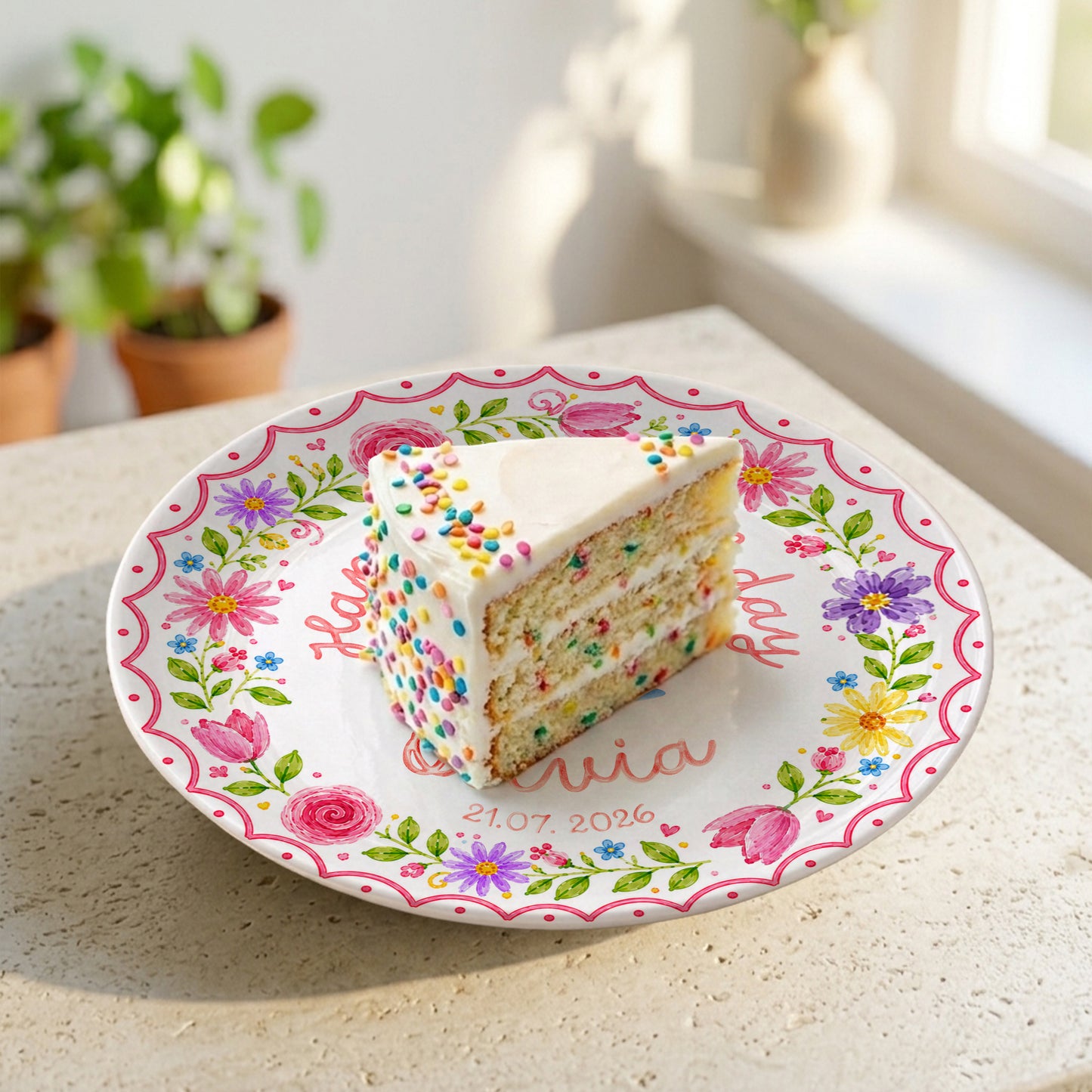 Wildflower Birthday Keepsake Personalized Birthday Plate P718MC30