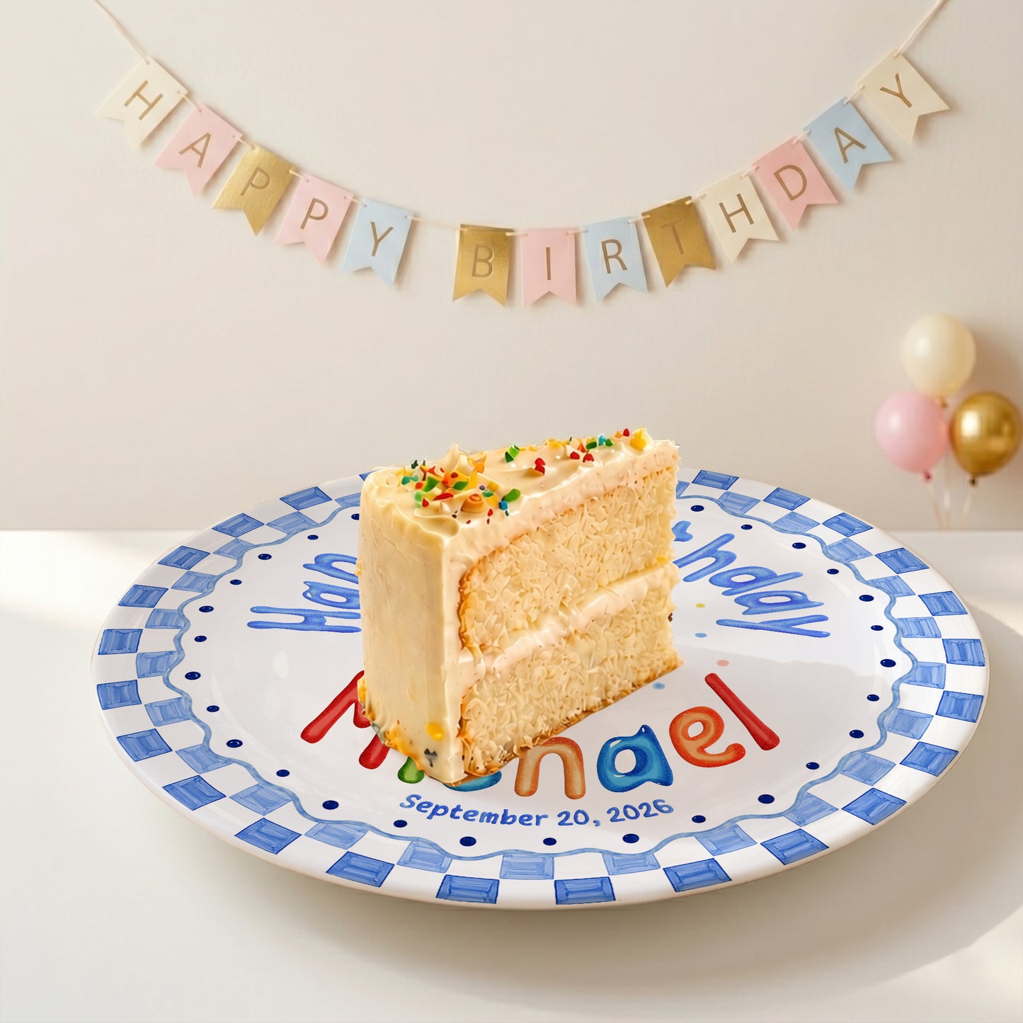 Cute Teddy Bear Birthday Keepsake Personalized Birthday Plate for Kids P6225SU0