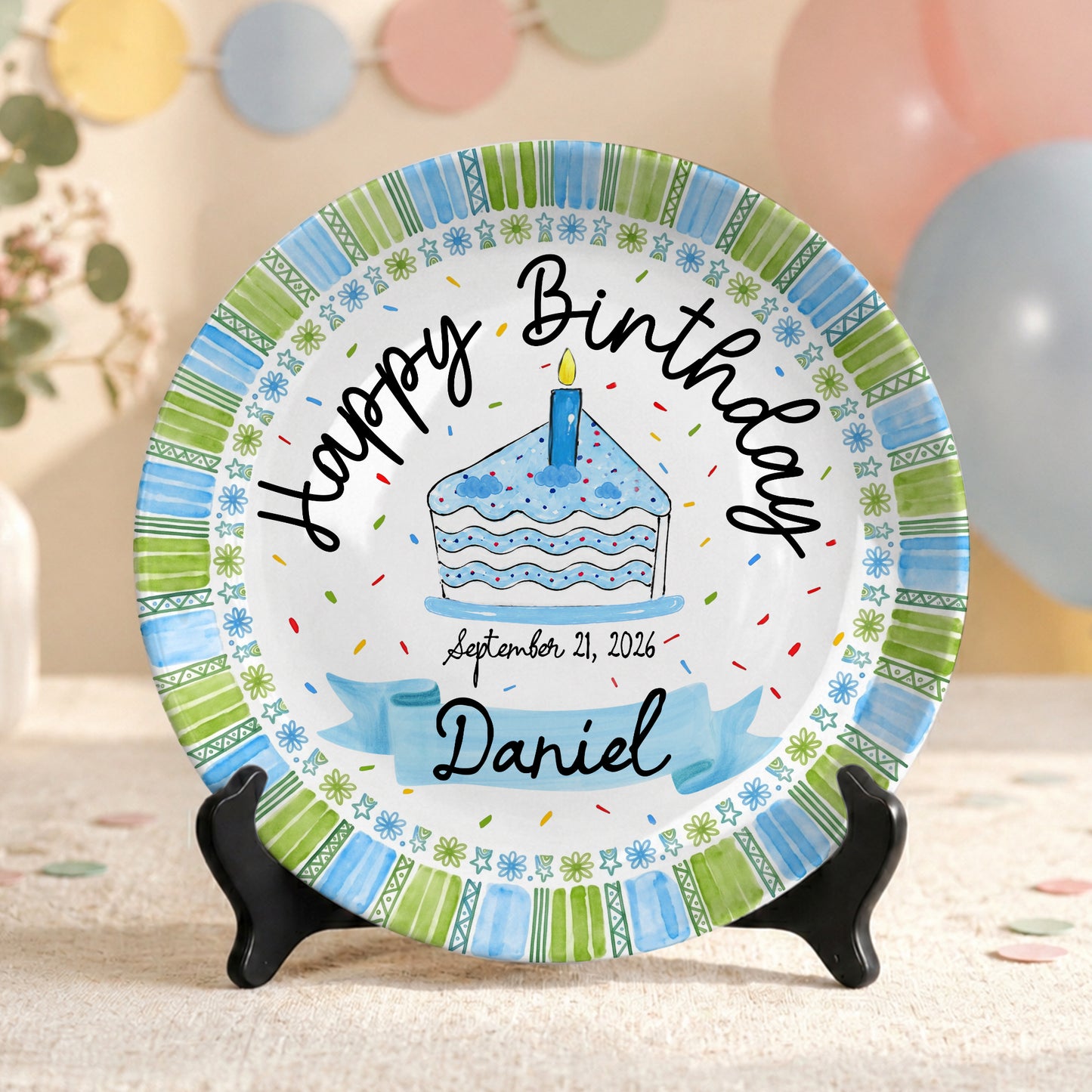 Cupcake First Birthday Keepsake Custom Name Ceramic Personalized Birthday Plate P829GRV0